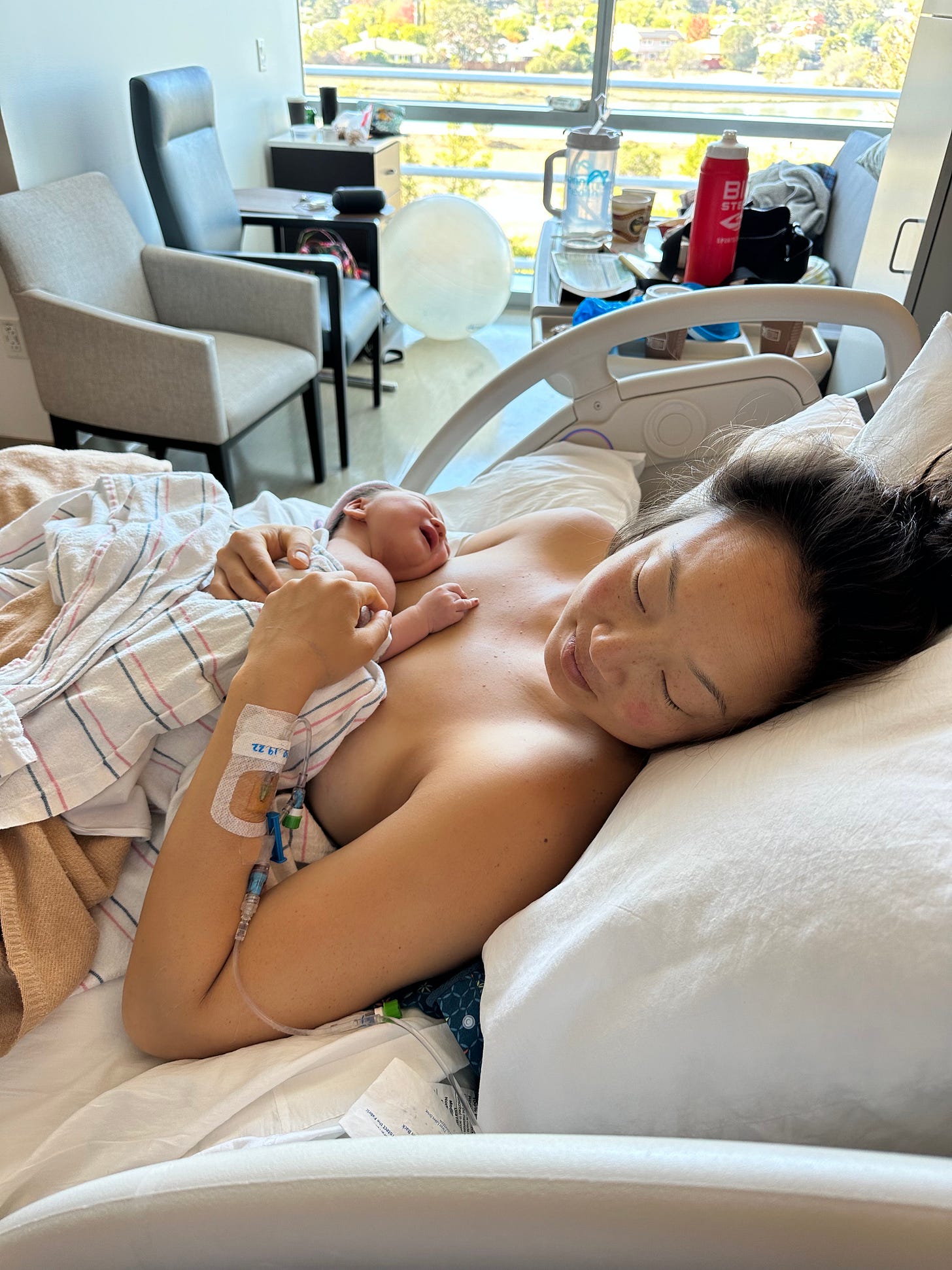 A quiet moment reflecting on how birth can unfold differently than planned.